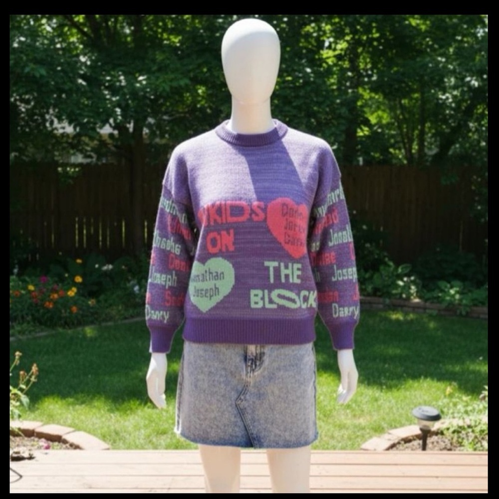 New Kids On The Block Knit Sweater VINTAGE NO SIZE (FLAWS) *Youth Or JRS sizing? - Picture 4 of 16